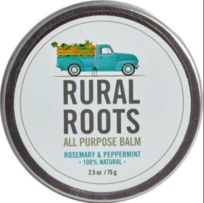 Rural Roots All Purpose Balm | All Purpose Balm, rosemary & peppermint, 100% natural, 2.5oz, 75g.