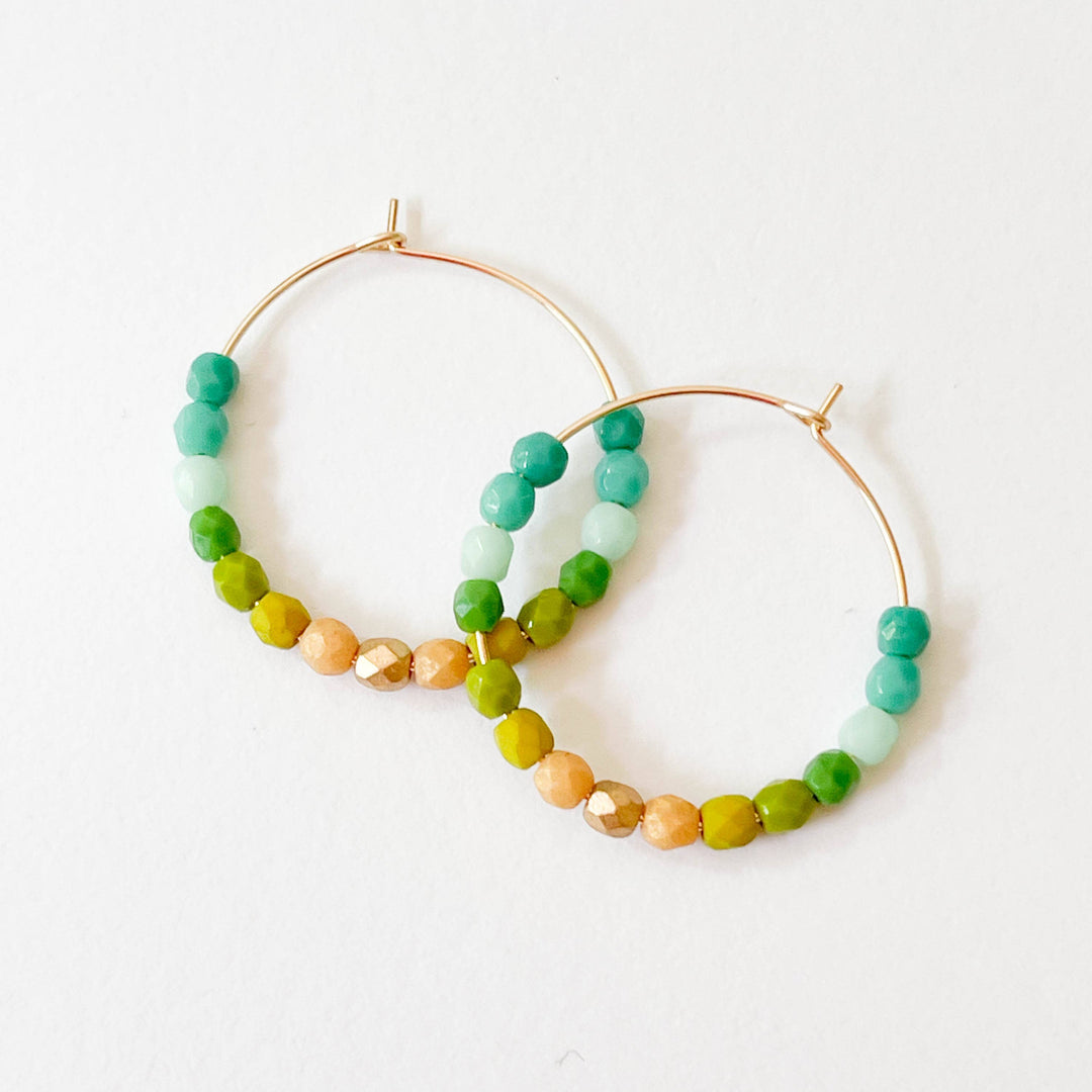 Colorful Gold Filled Ombre Hoop Earrings in Green | Nest Pretty Things