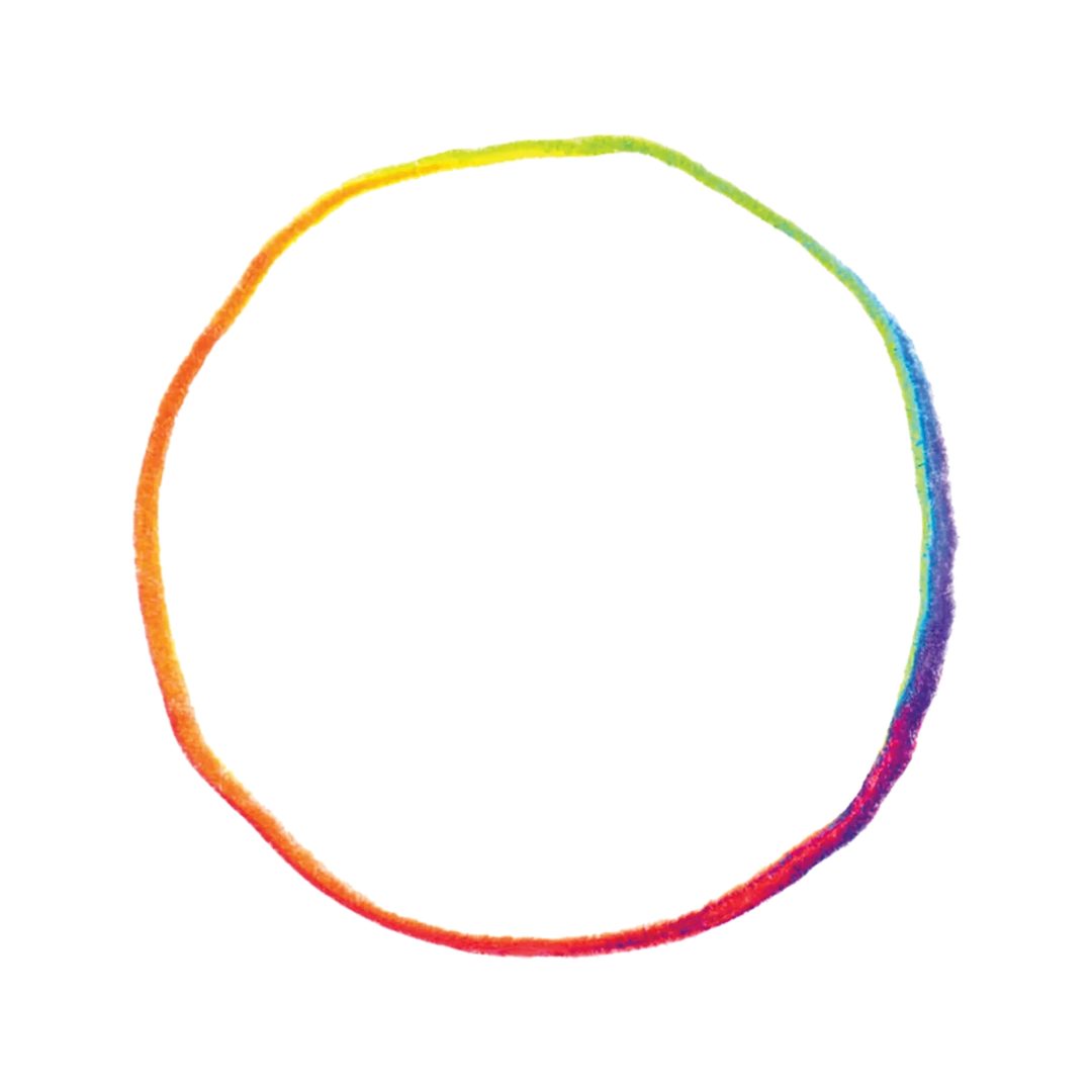 A rainbow colored circle.