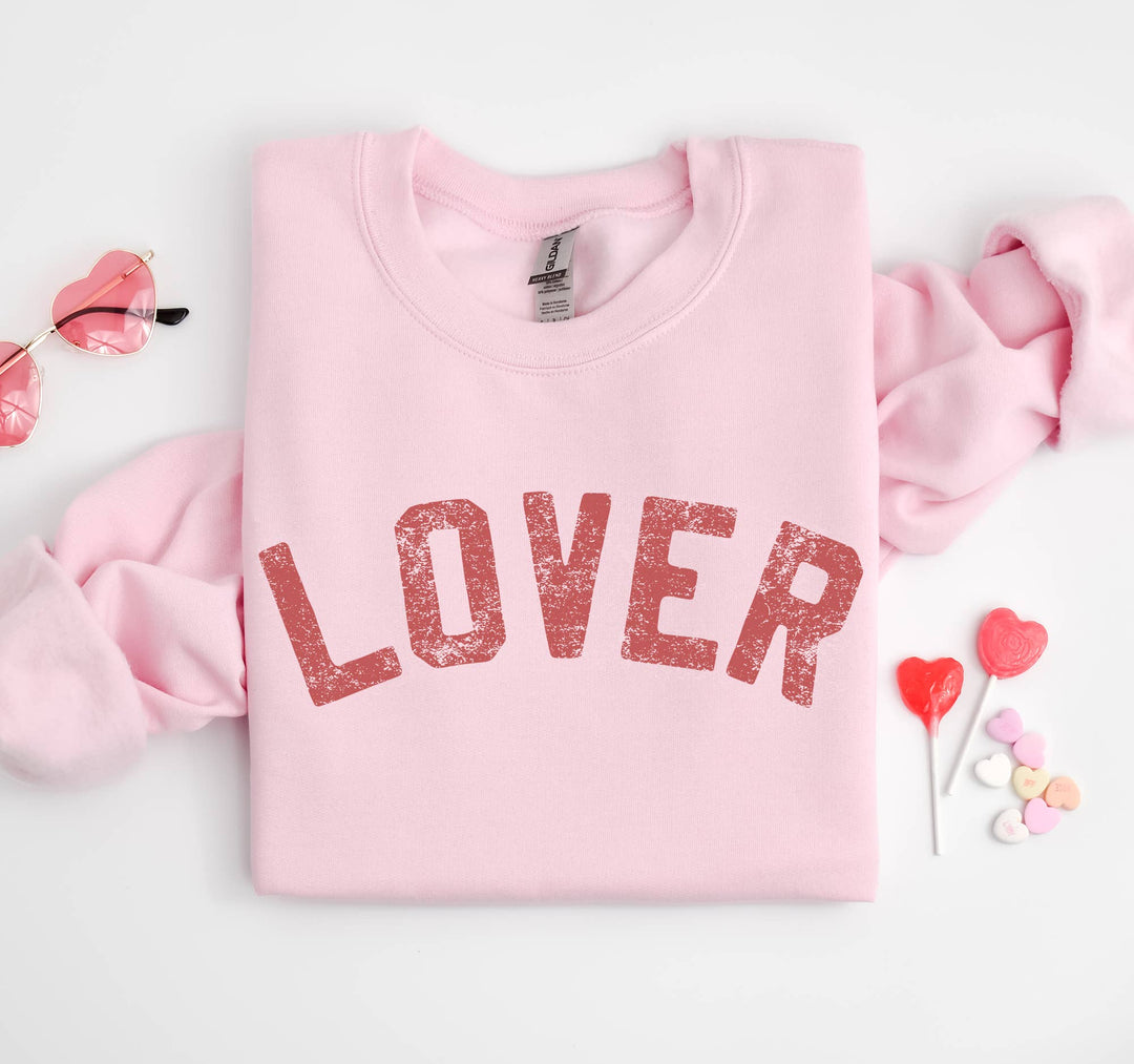 Mugsby | LOVER in Red print on Light Pink Sweatshirt