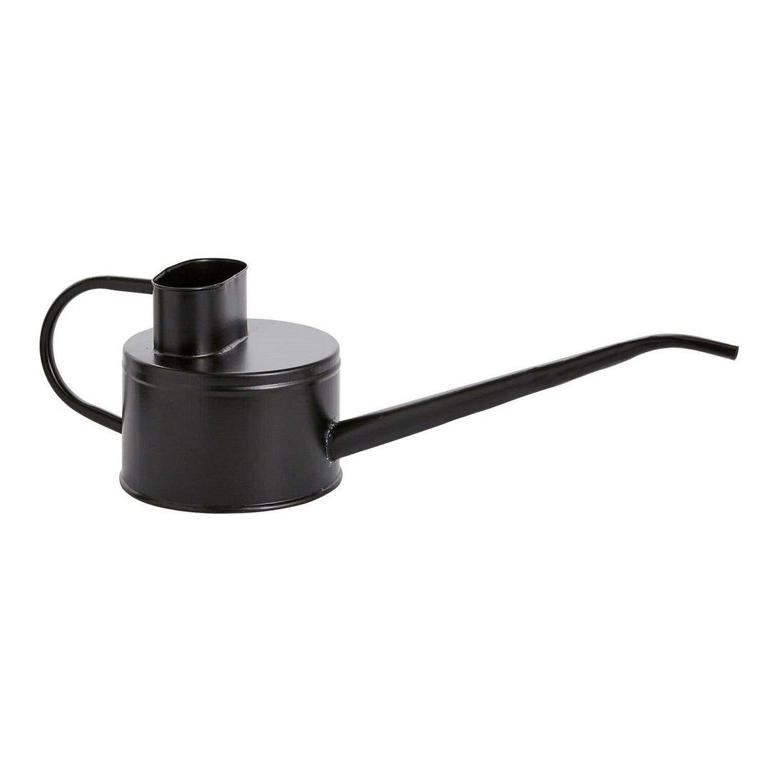 Fletch Watering Can | A black watering can with a low round profile and a heightened open. Perfect for watering plants and you could even make a floral arrangement inside. 