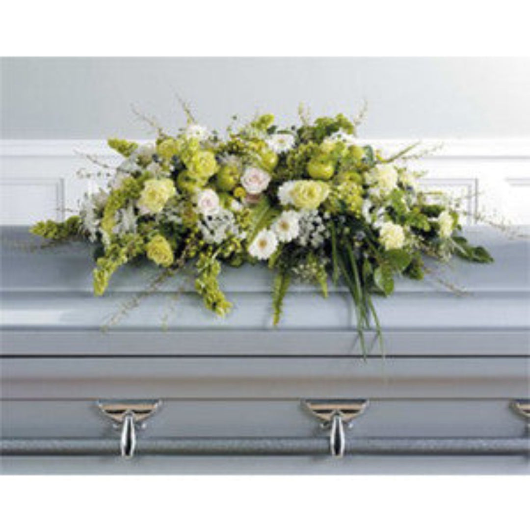 Green and White Casket Spray - STACY K FLORAL