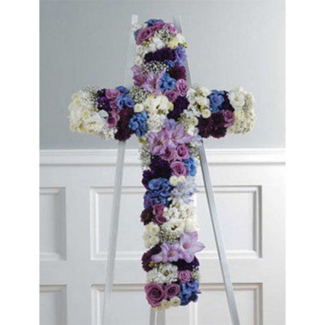 Purple, White and Blue Cross - STACY K FLORAL