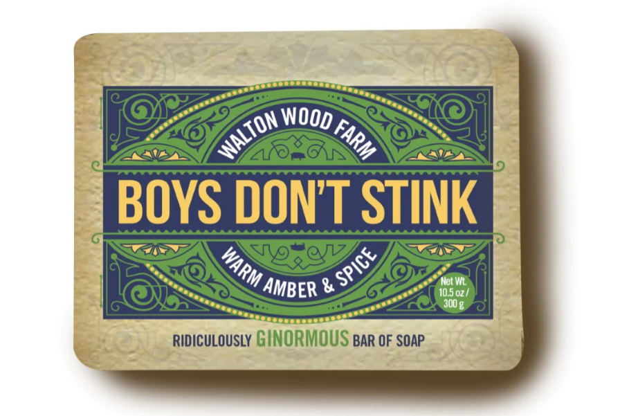Walton Wood Farm, boys dont stink, warm amber and spice bar soap 