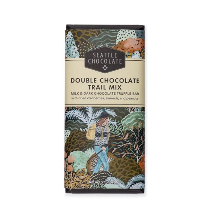 Seattle Chocolates Double Chocolate Trail Mix - Coated in a rich dark chocolate shell, dried cranberries, almonds, and peanuts are mixed in the creamiest milk chocolate center for a double chocolate delight.
