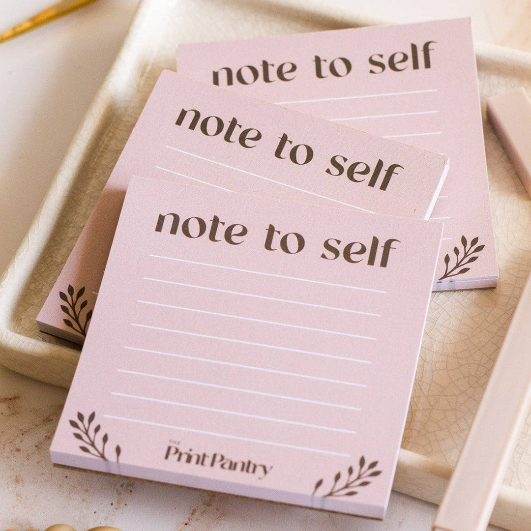 Mini Note to Self Notepad | The Print Pantry | A pink notepad withe the title "note to self"