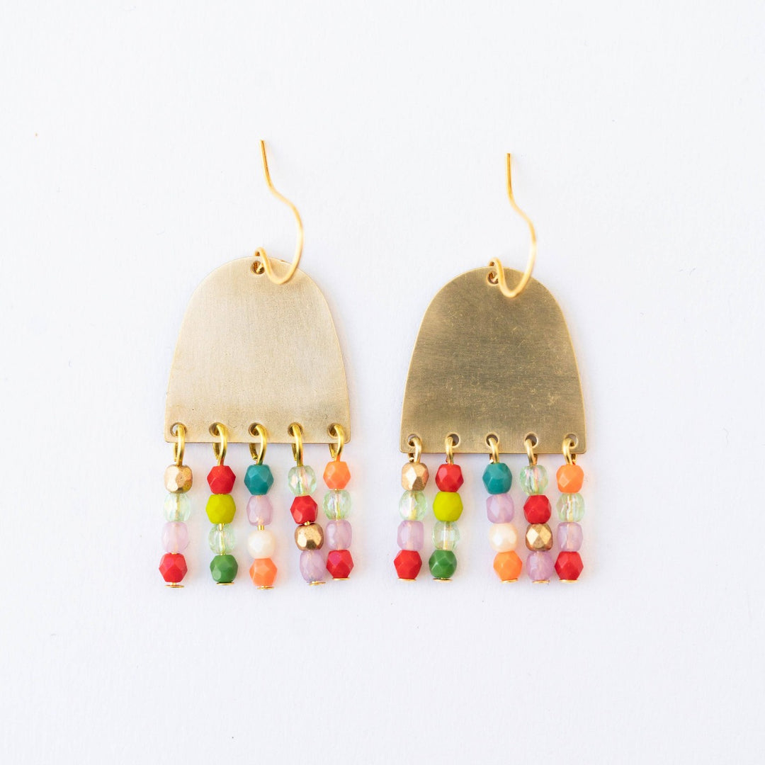 Nest Pretty Things | Happy Fringe Earrings | Brass earrings with colorful dangling beads.