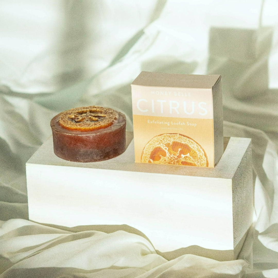 Honey Belle Exfoliating Loofah Soaps are made with coconut oil and a real plant-based loofah sponge. Scent: Citrus