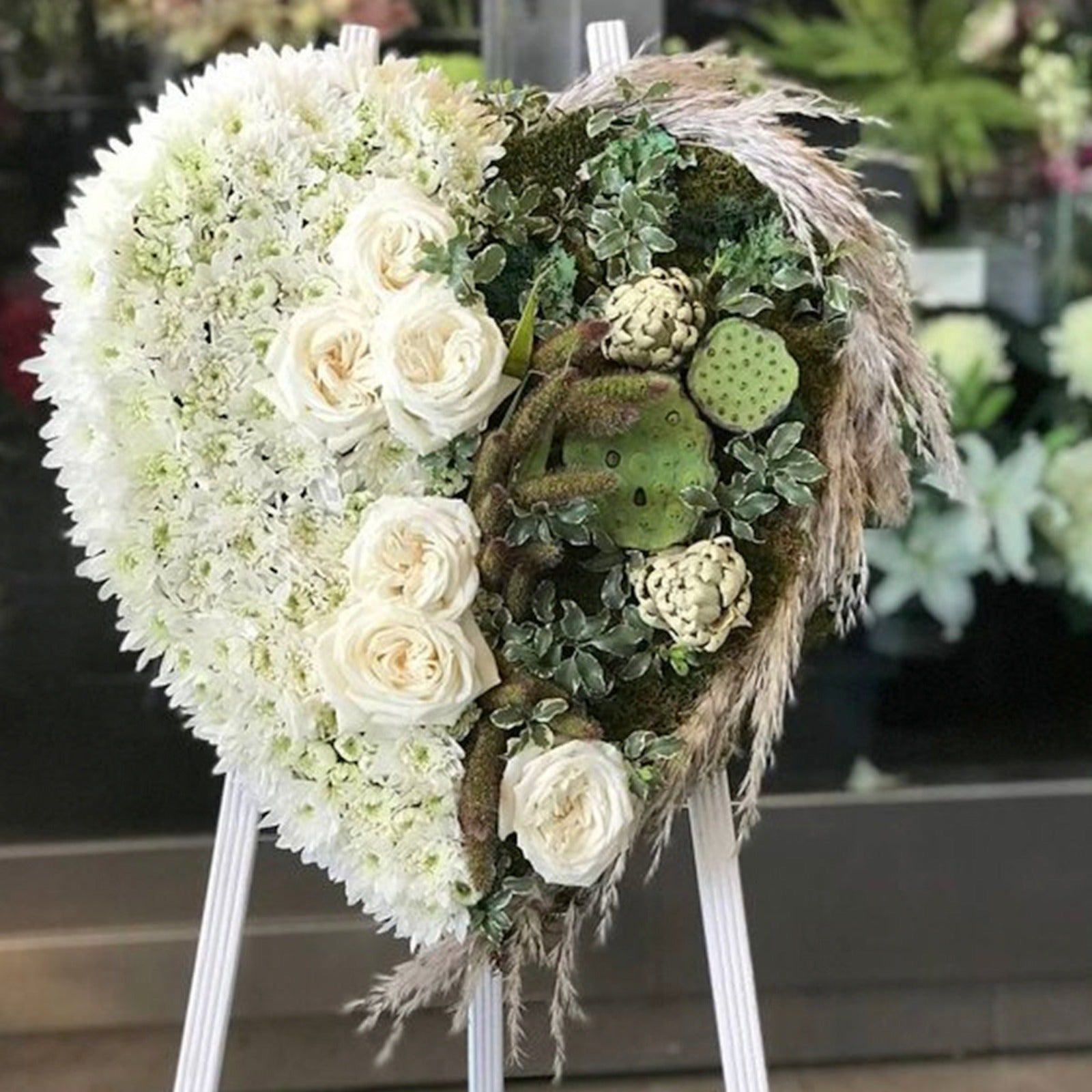 Natural Heart Sympathy Stand Funeral Rochester NY Florist STACY K