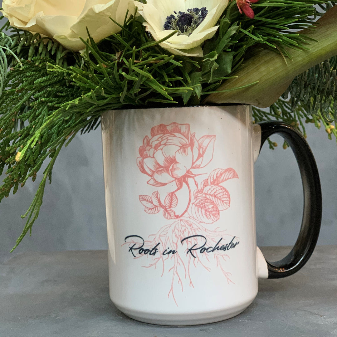 Winter Roots in Rochester Mug with Flowers
