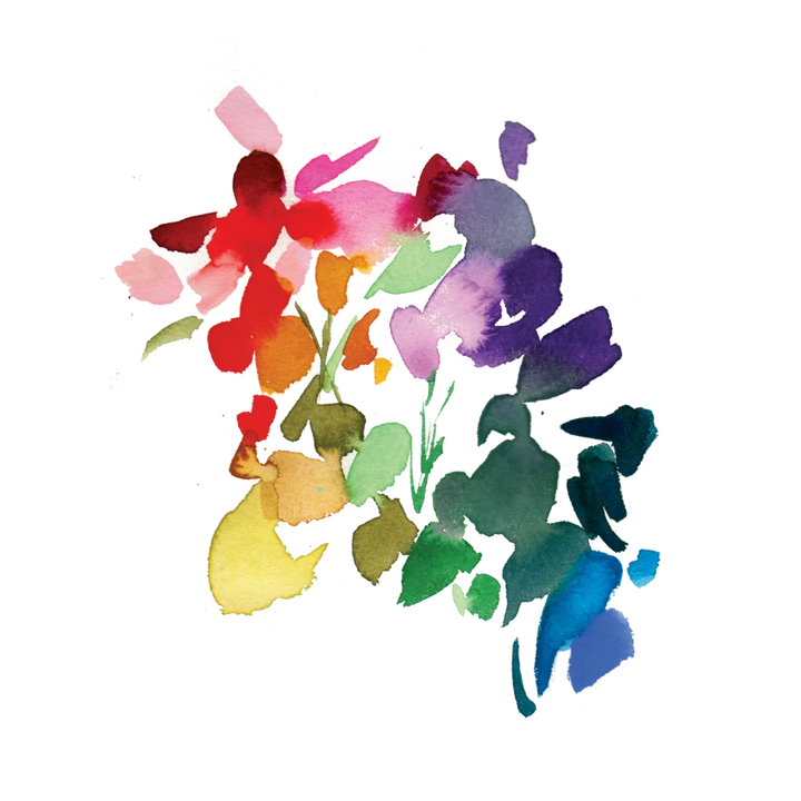 Tattly Tattoos | Temporary | An abstract floral tattoo with a rainbow of colors from left to right.